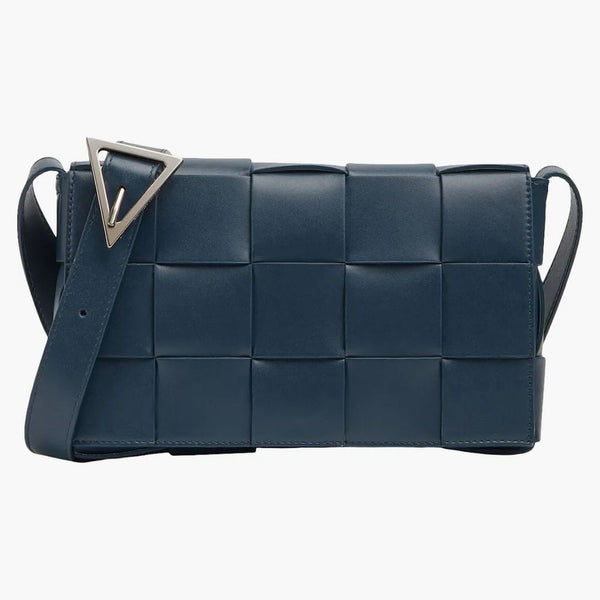 Bottega Veneta Cassette Intreccio Crossbody Bag Deep Blue/pale Blue