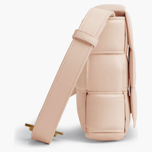 Bottega Veneta Cassette Padded Intreccio Weave Melon Washed