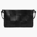 Bottega Veneta Cassette Pouch On Strap Intreccio Black
