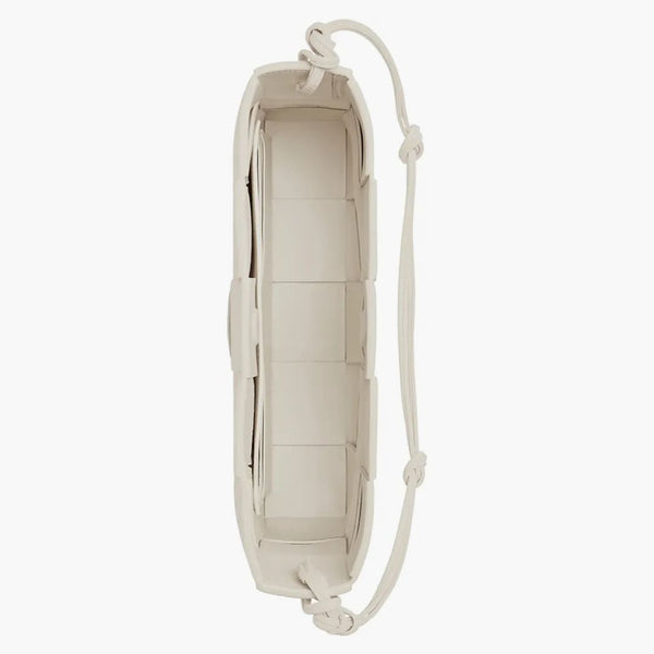 Bottega Veneta Cassette Pouch on Strap Intreccio Chalk