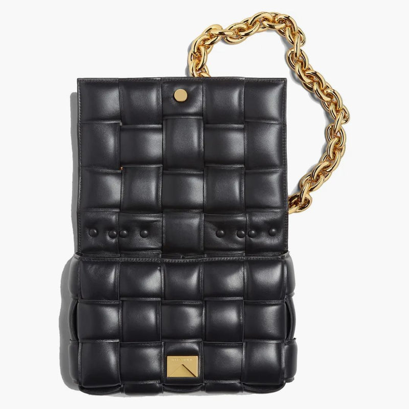 Bottega Veneta Chain Cassette Gold-Tone Crossbody Bag Black