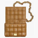 Bottega Veneta Chain Cassette Padded Intreccio Shoulder Bag Caramel