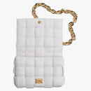 Bottega Veneta Chain Cassette Padded Intreccio Shoulder Bag Chalk