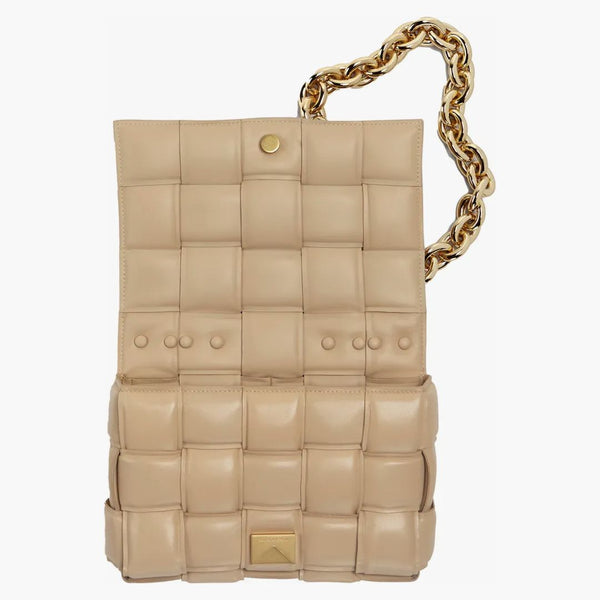 Bottega Veneta Chain Cassette Padded Intreccio Shoulder Bag Porridge