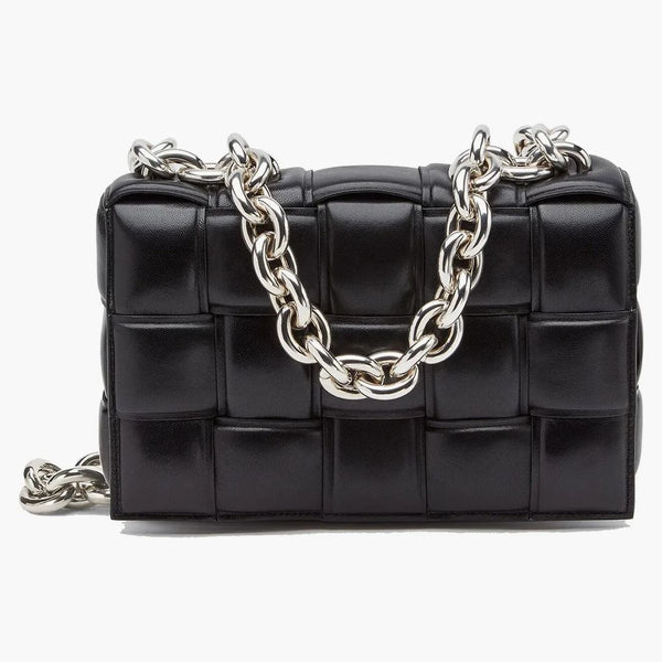 Bottega Veneta Chain Cassette Silver-Tone Crossbody Bag Black