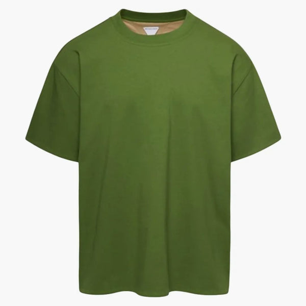 Bottega Veneta s dvojitým vrstveným bavlněným dresem uvolněné tričko Jalapeno/Sesame