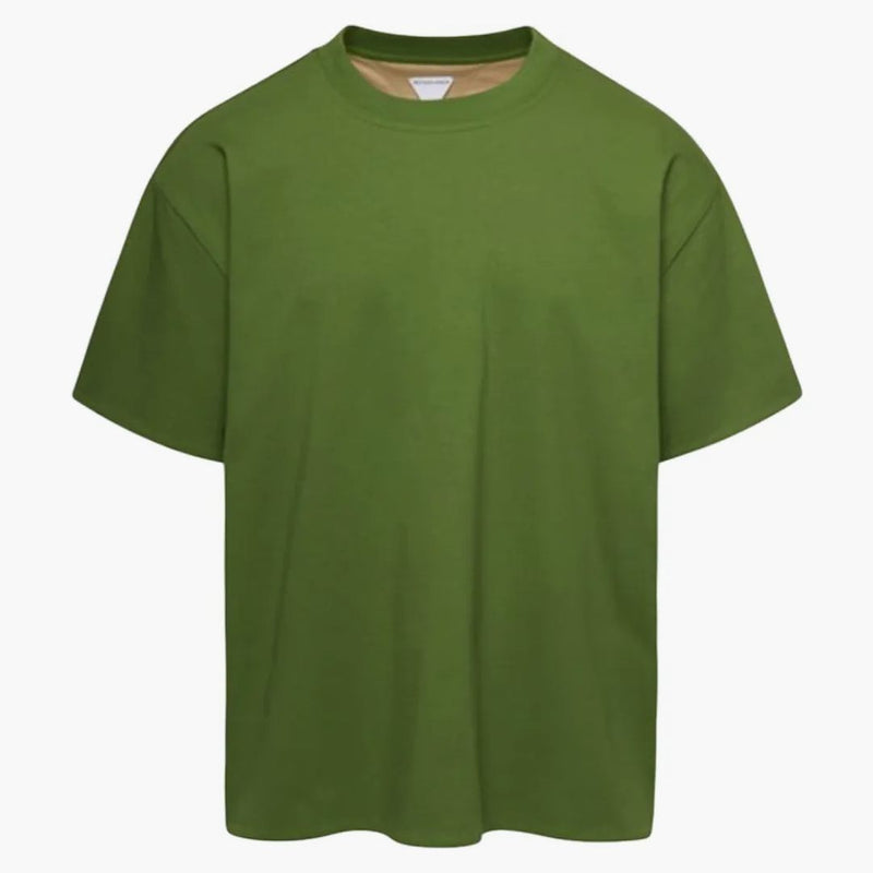 Bottega Veneta s dvojitým vrstveným bavlněným dresem uvolněné tričko Jalapeno/Sesame