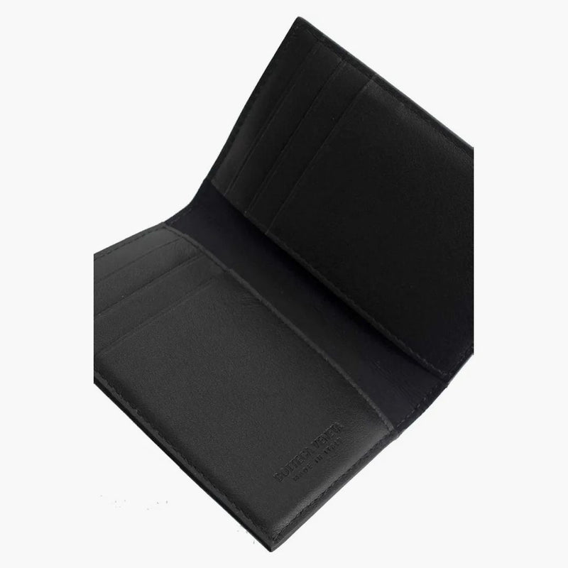 Bottega Veneta Elastic Band Bi-fold Card Case Black / Green