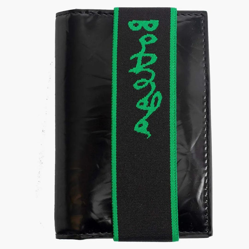 Bottega Veneta Elastic Band Bi-fold Card Case Black / Green