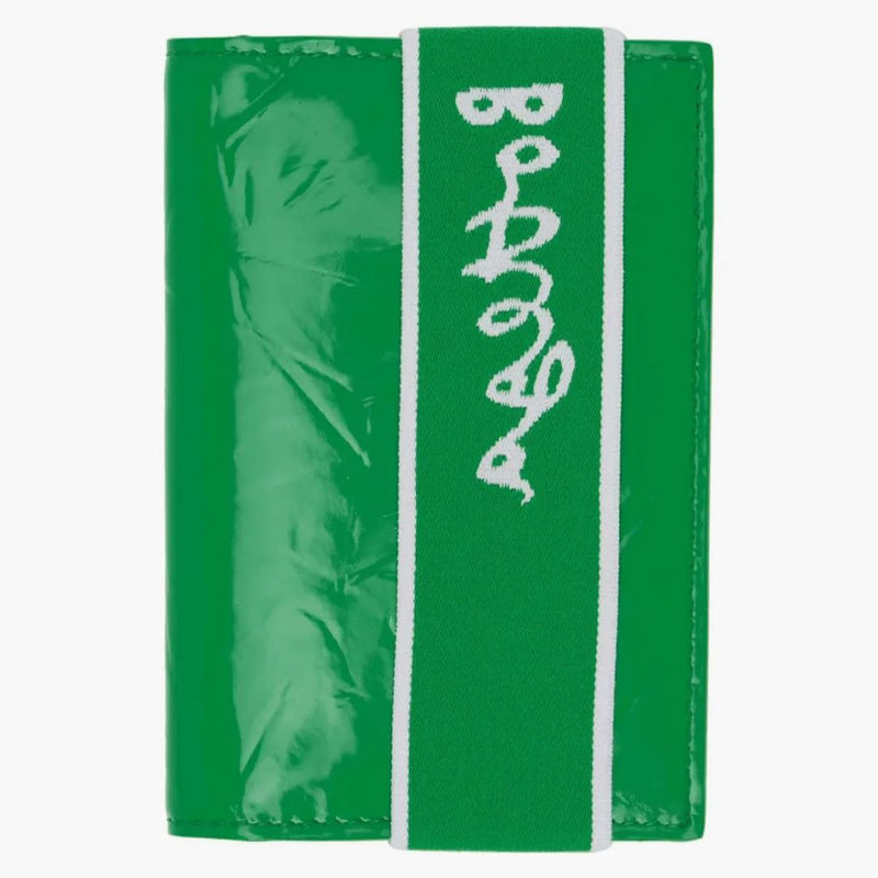 Bottega Veneta Elastic Band Bi-fold Card Case Green / White
