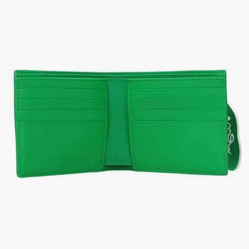 Bottega Veneta Elastic Band Bi-fold Wallet Green / White