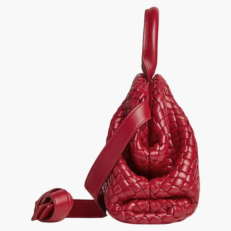Bottega veneta rukojeť intrecciato top rukojeť malý jablečný bonbón