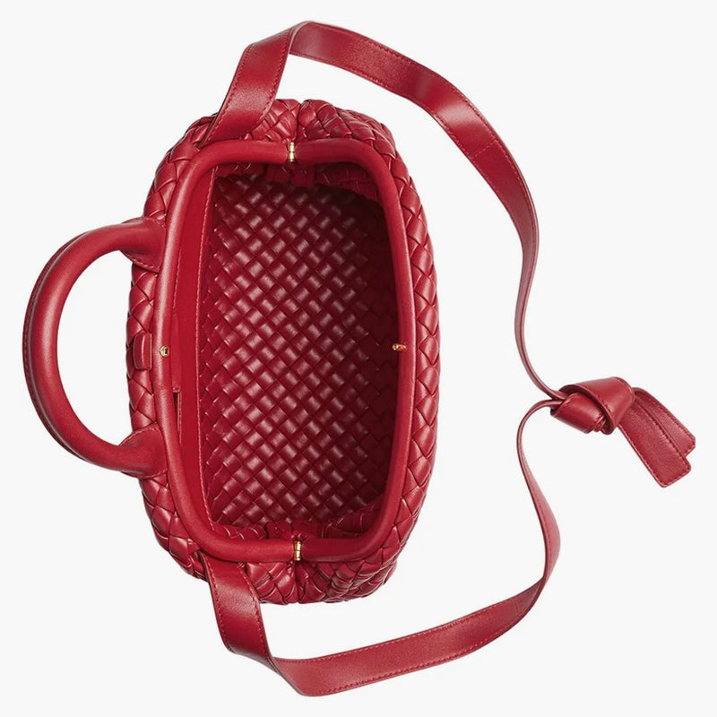 Bottega veneta rukojeť intrecciato top rukojeť malý jablečný bonbón