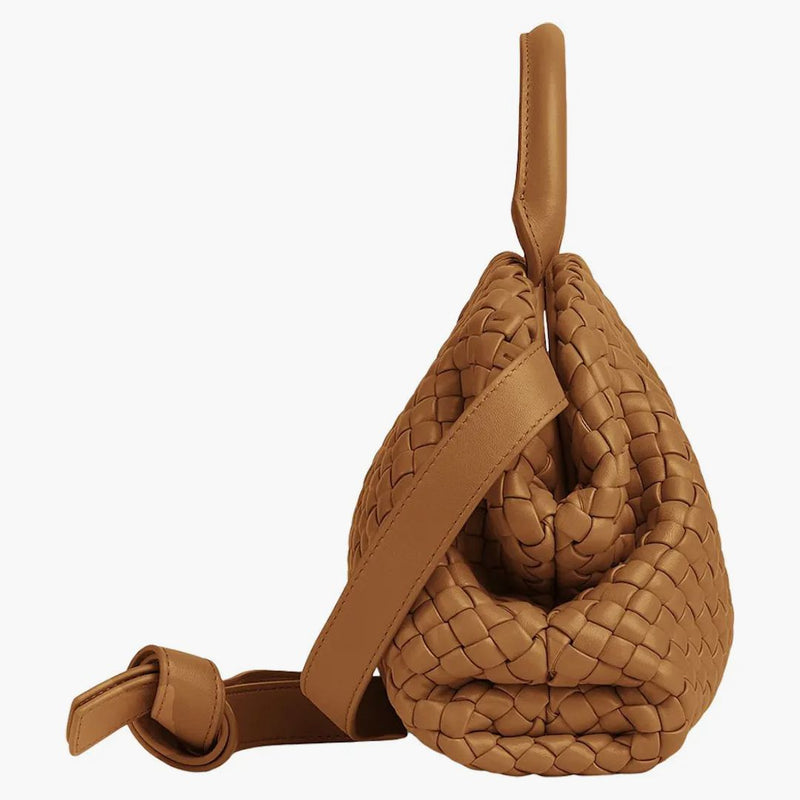 Bottega Veneta Handle Intrecciato Top Handle Small Camel