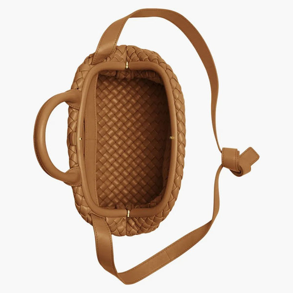 Bottega Veneta Handle Intrecciato Top Handle Small Camel