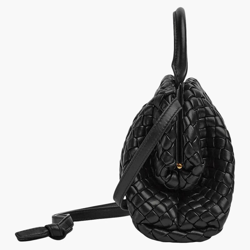 Rukojeť bottega veneta polstrovaná intreccio horní rukojeť mini černá