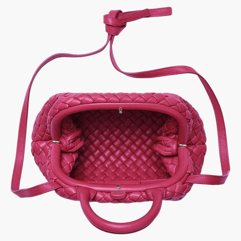 Bottega veneta rukojeť polstrovaná intreccio horní rukojeť mini brusinky