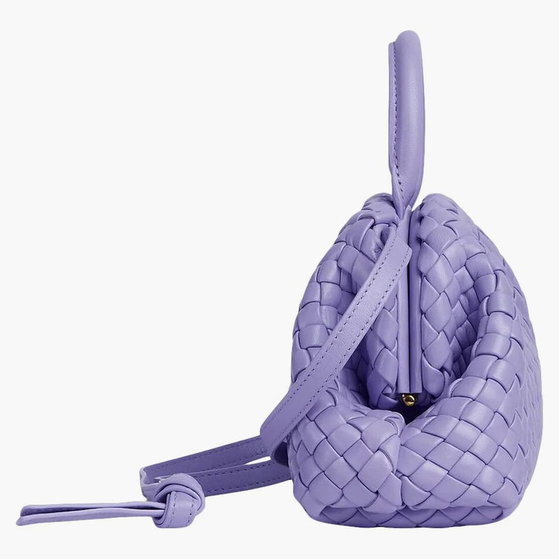 Bottega veneta rukojeť polstrovaná intreccio horní rukojeť mini wisteria
