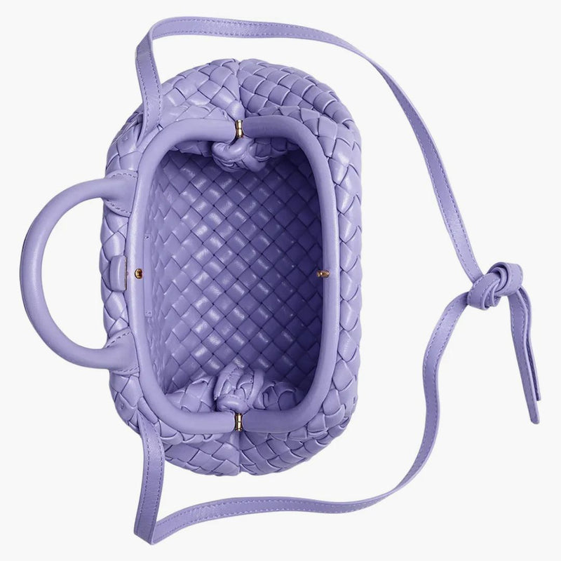 Bottega veneta rukojeť polstrovaná intreccio horní rukojeť mini wisteria