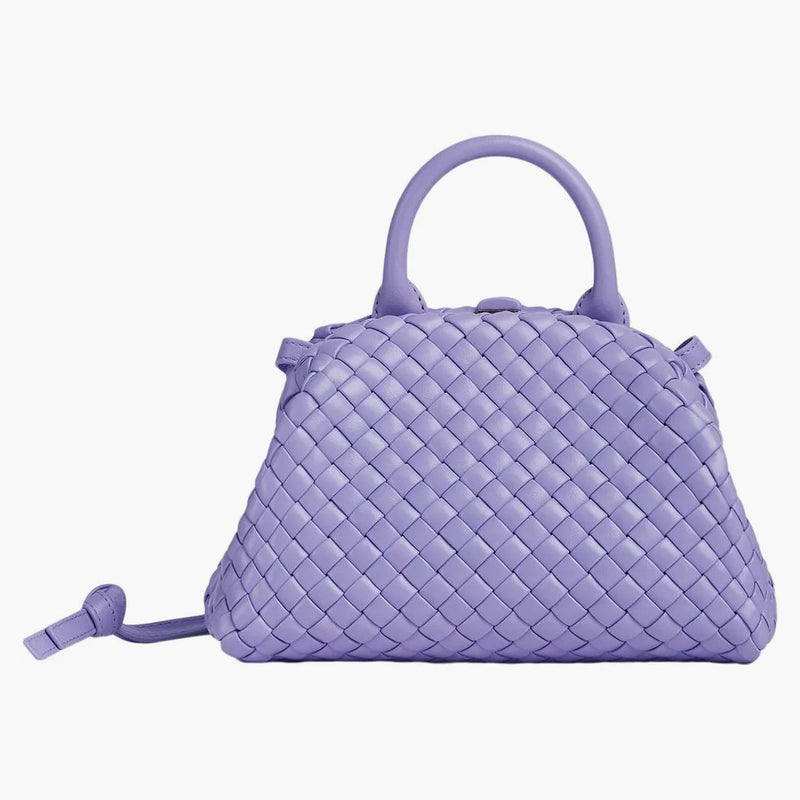 Bottega veneta rukojeť polstrovaná intreccio horní rukojeť mini wisteria