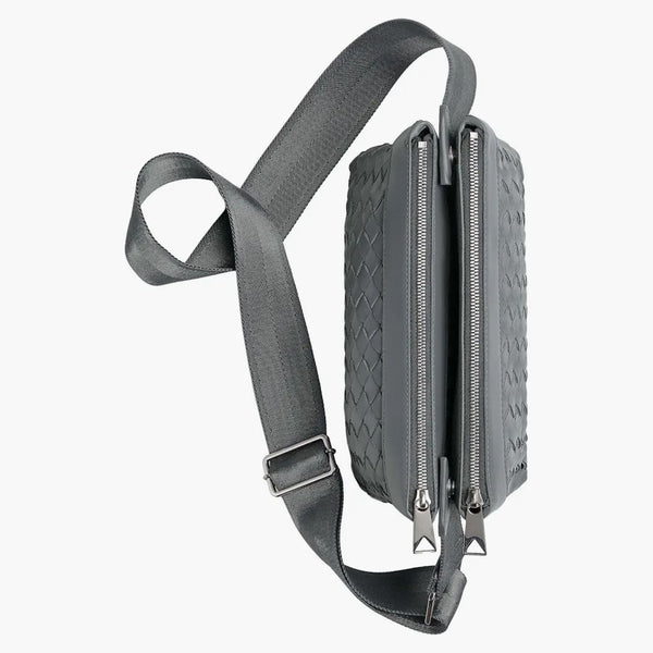 Bottega Veneta intrecciato duo crossbody thunder