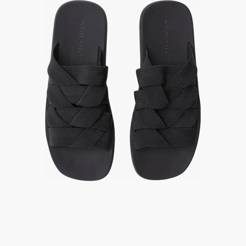 Bottega Veneta Intrecciato Elastic Slides Black
