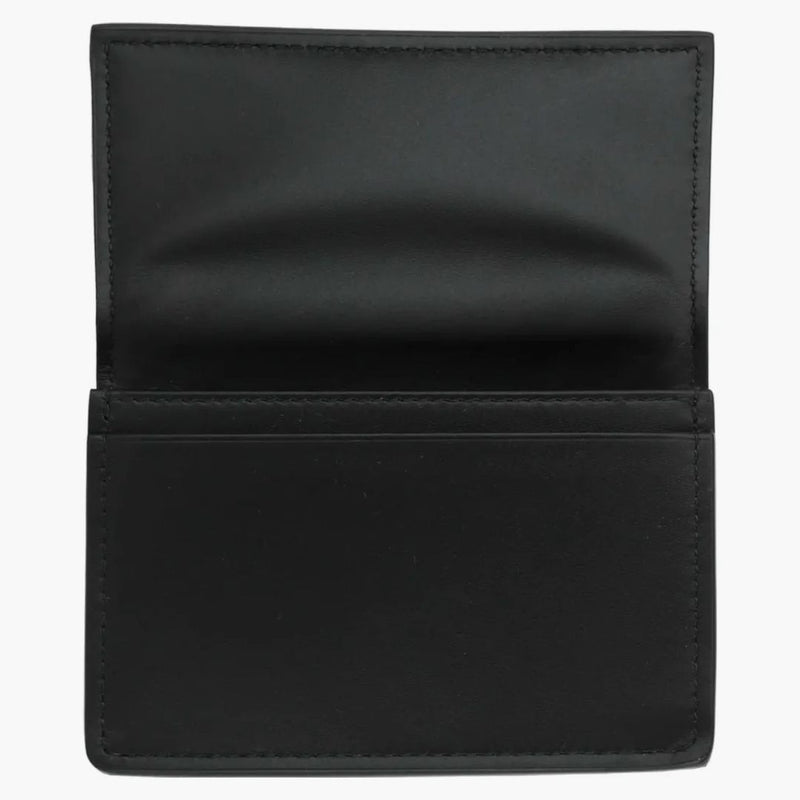 Bottega Veneta Intrecciato Flap Business Card Wallet Black/black