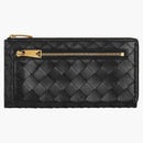 Bottega Veneta Intrecciato L Zip Around Wallet Black