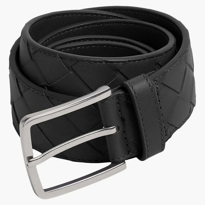 Bottega Veneta Intrecciato Leather Belt Black