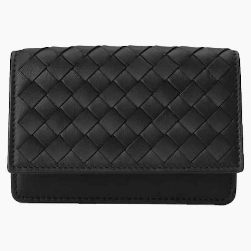 Bottega Veneta Intrecciato Leather Card Case Black