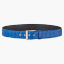 Bottega Veneta Intrecciato Weave Belt Blue Silver