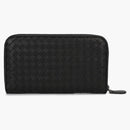 Bottega Veneta Intrecciato Weaven Zip-Around Wallet Black