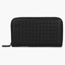 Bottega Veneta Intrecciato Weaven Zip-Around Wallet Black