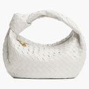 Bottega Veneta Jodie Top Handle Bag Teen Intrecciato White