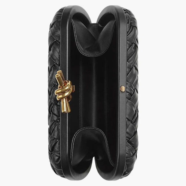 Bottega Veneta Knot Foulard Intrecciato Minaudiere Black