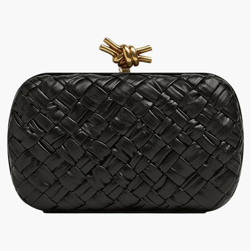Bottega Veneta Knot Foulard Intrecciato Minaudere Black