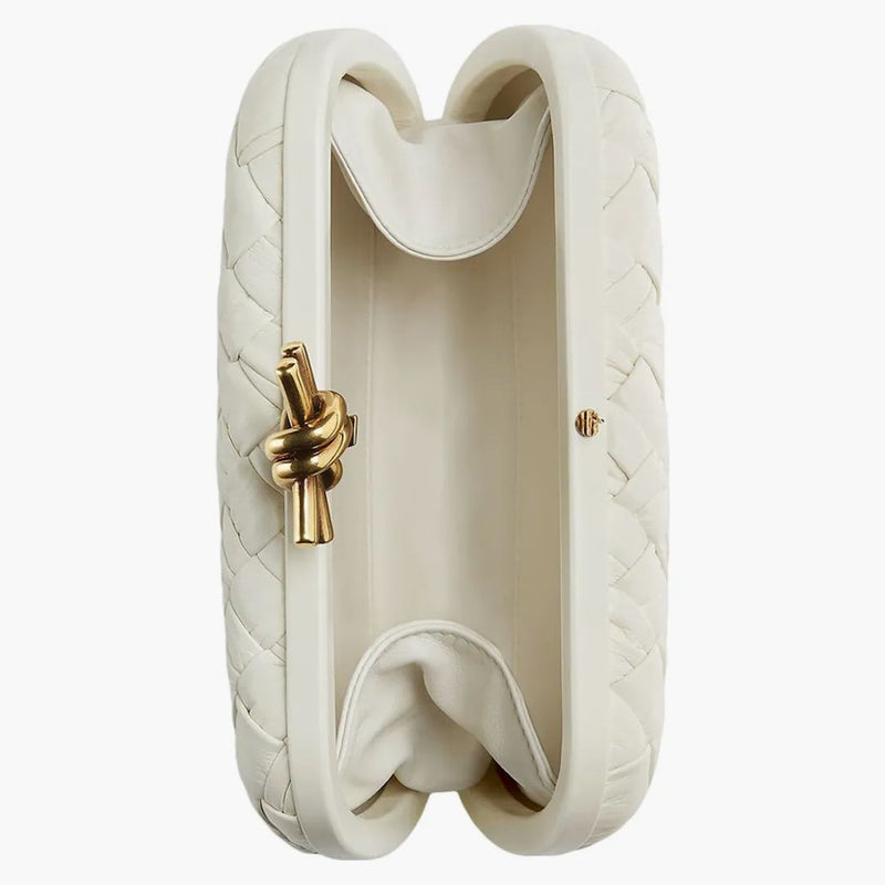 Bottega Veneta Knot Foulard Intrecciato Minaudiere Bone
