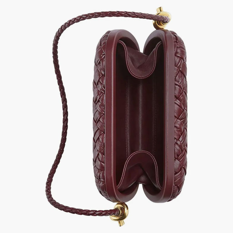 Bottega Veneta Knot Foulard Intrecciato Minaudiere On Strap Barolo