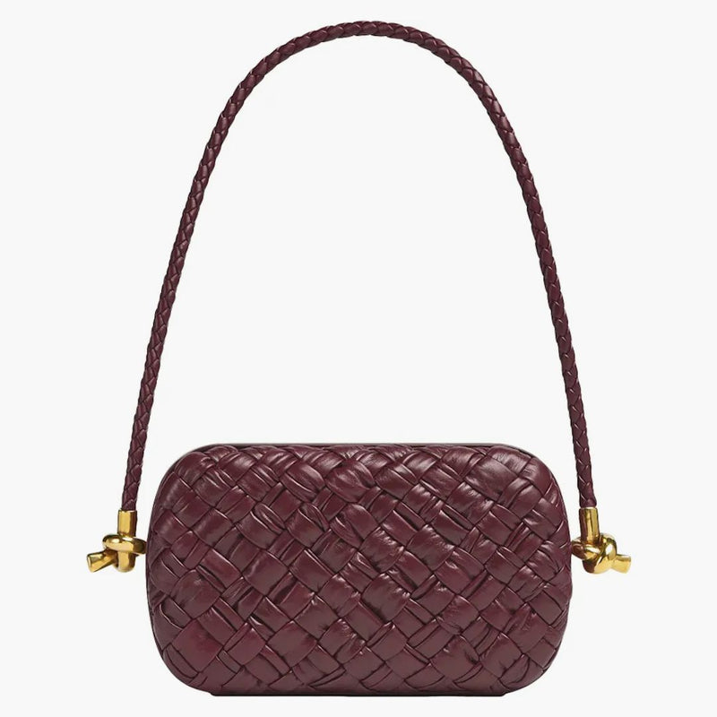 Bottega Veneta Knot Foulard Intrecciato Minaudiere On Strap Barolo