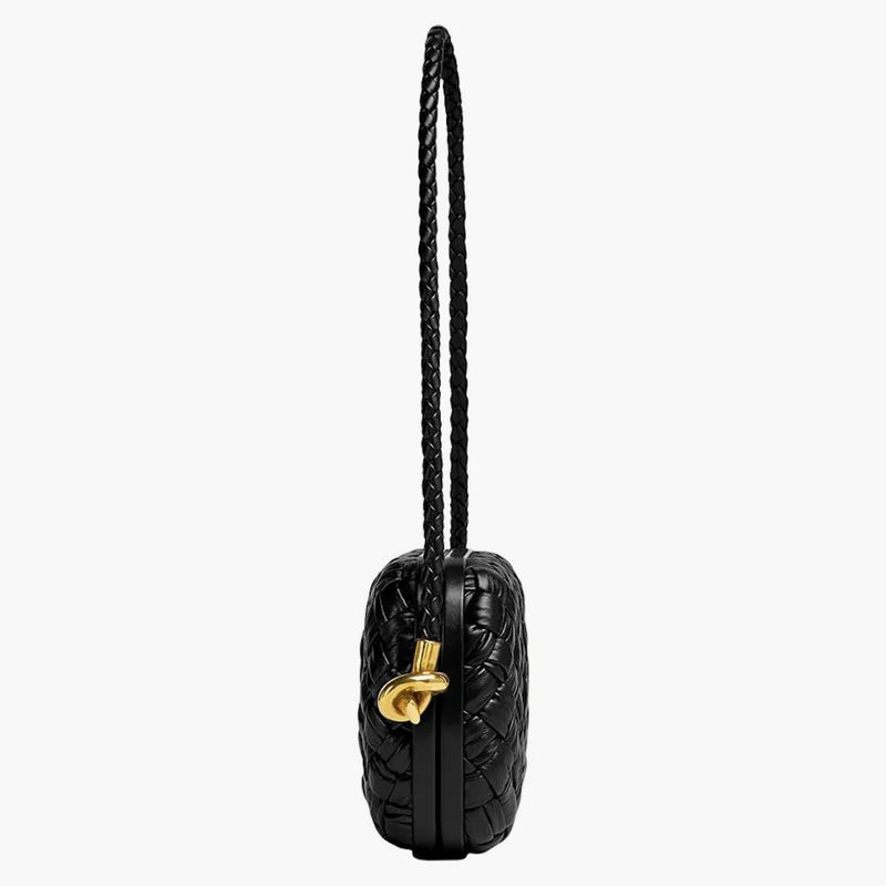 Bottega Veneta Knot Foulard Intrecciato minaudere na popruh černý