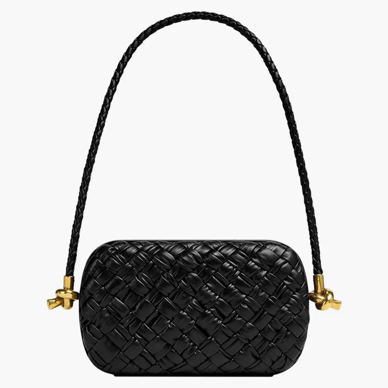 Bottega Veneta Knot Foulard Intrecciato minaudere na popruh černý
