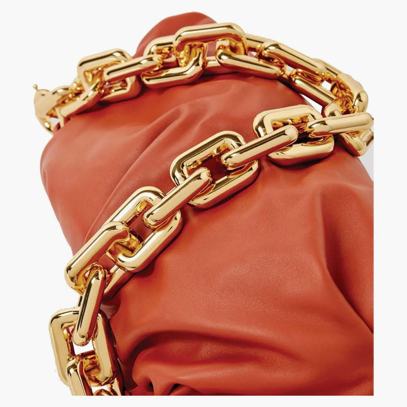 Bottega Veneta Leather Chain Pouch Shoulder Bag Maple
