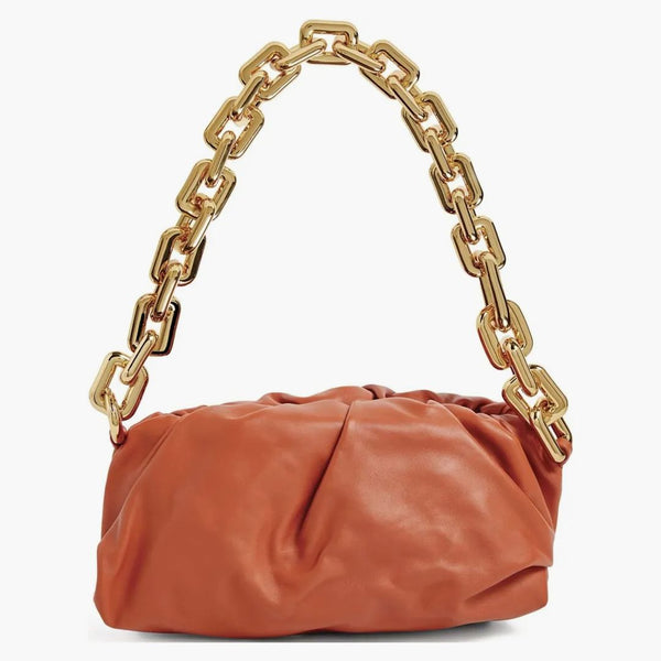 Bottega Veneta Leather Chain Pouch Shoulder Bag Maple