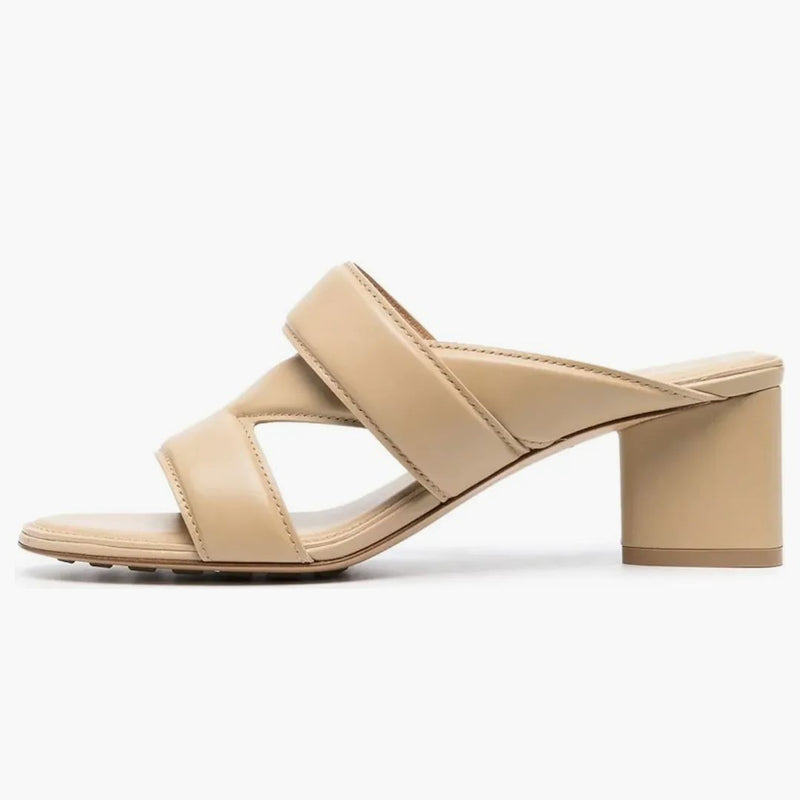 Bottega Veneta Leather Crossover Strap Sandal Beige (women's)