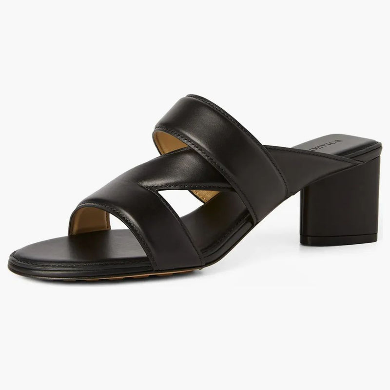 Bottega Veneta Leather Crossover-strap Sandal Black (women's)