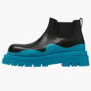 Bottega Veneta Leather Tire Chunky-sole Ankle Chelsea Boot Black Amalfi Blue