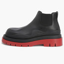 Bottega Veneta Leather Tire Chunky Sole Ankle Chelsea Boot Black Red
