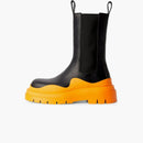Bottega Veneta Leather Tire Chunky-sole Chelsea Boot Black Tangerine