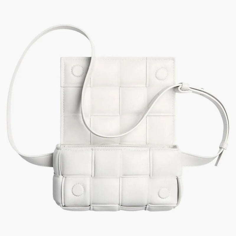 Bottega Veneta Padded Cassette Belt Bag Intreccio White