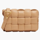 Bottega Veneta Padded Intreccio Cassette Crossbody Bag Almond